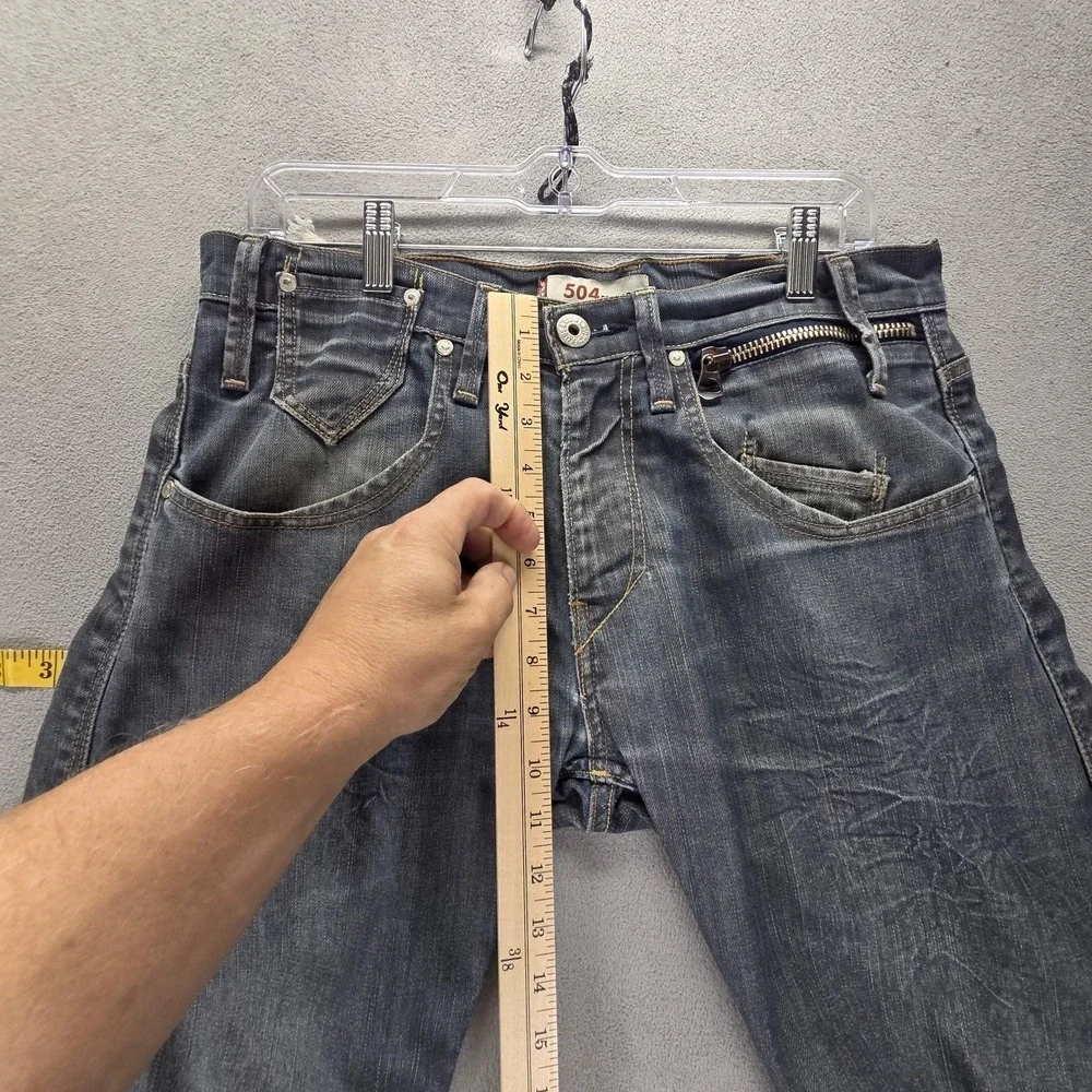 Vintage Levis 504 Jeans Mens 32x32 Blue Engineered Flap Pocket Honeycomb Zip Fly